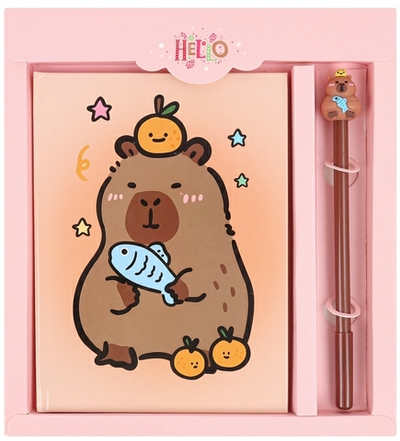 Блокнот 13*18см. 50л. клетка + ручка "Капибара" (Darvish)