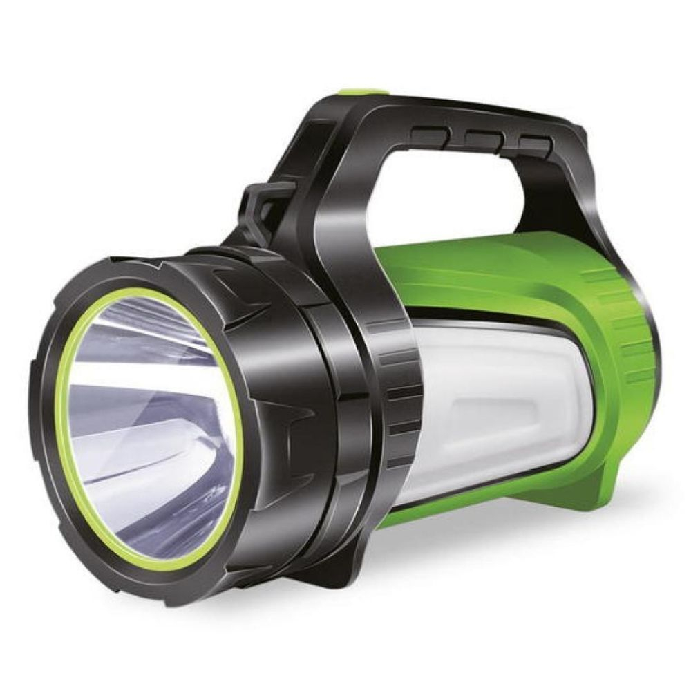 Фонарь ручной, встр акк, прожект, Camelion, E1338, зар от сет220В, пластик, чер-зел, 14257