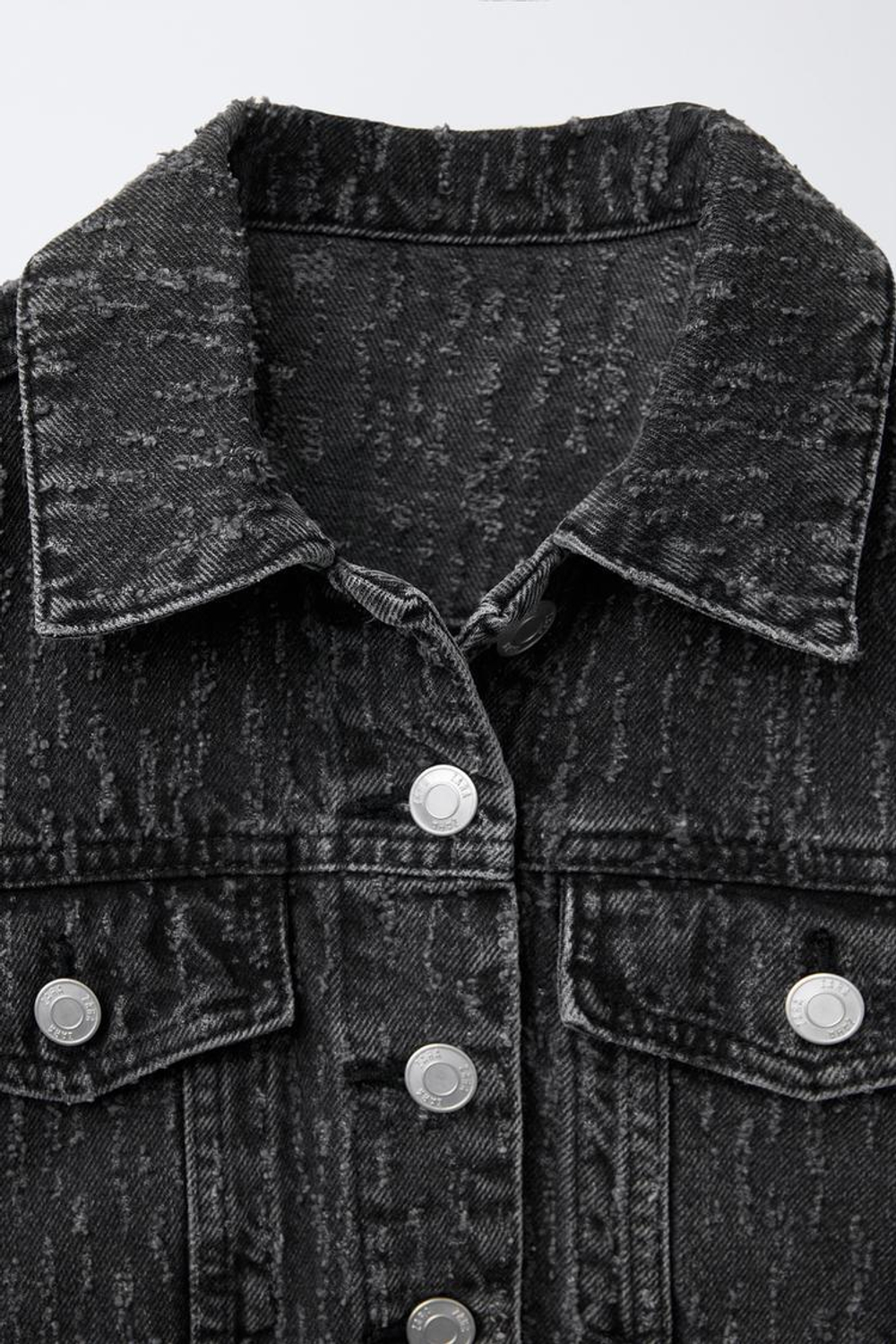 ZARA ДЖИНСОВАЯ КУРТКА С ЭФФЕКТОМ ПОТЕРТОСТИ, ЧЕРНЫЙ