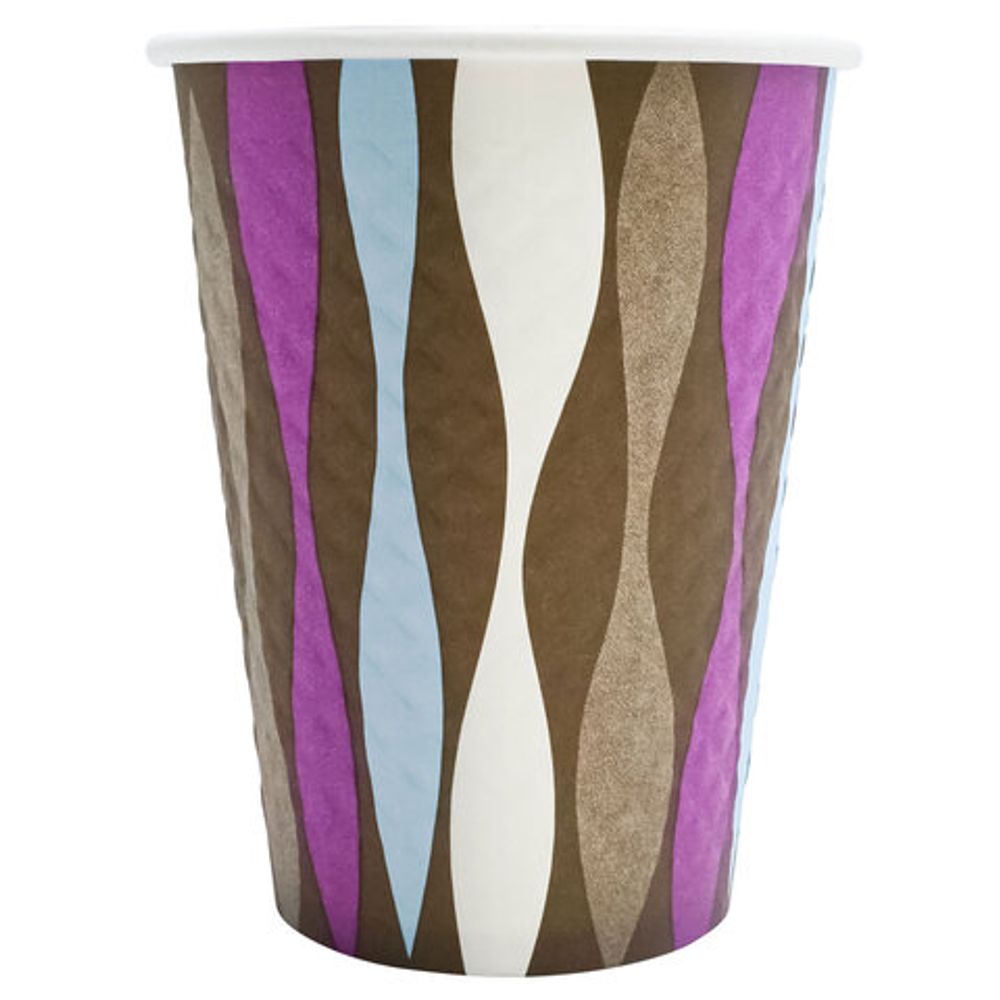 Стакан одноразовый бумажный 300/430 мл, диаметр 90 мм, конгрев/печать, "Волна", КОМПЛЕКТ 50 шт., WELDAY (ВЭЛДЭЙ), 702699