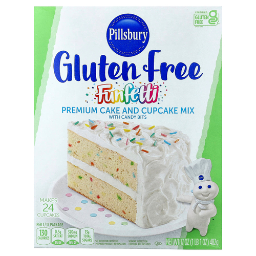 Pillsbury, Funfetta®, смесь для торта и пирожных премиального качества с конфетами, без глютена, 482 г (1 фунт 1 унция)