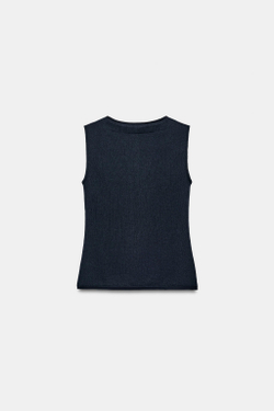 ZARA ЖИЛЕТ С ВЫРЕЗОМ ХЕНЛИ, МОРСКОЙ СИНИЙ