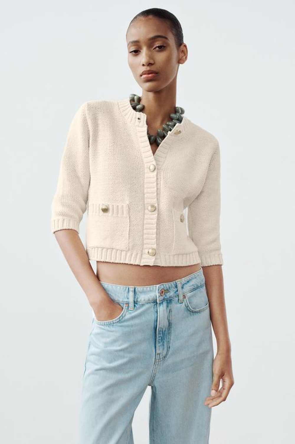 Zara cream cardigan sales
