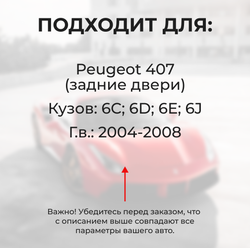 Ремкомплект ограничителей дверей Peugeot 407 6C; 6D; 6E; 6J (Задние двери, тип 12) 2004-2008
