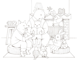 Traveling Animal Orchestra Exciting. Coloring Book