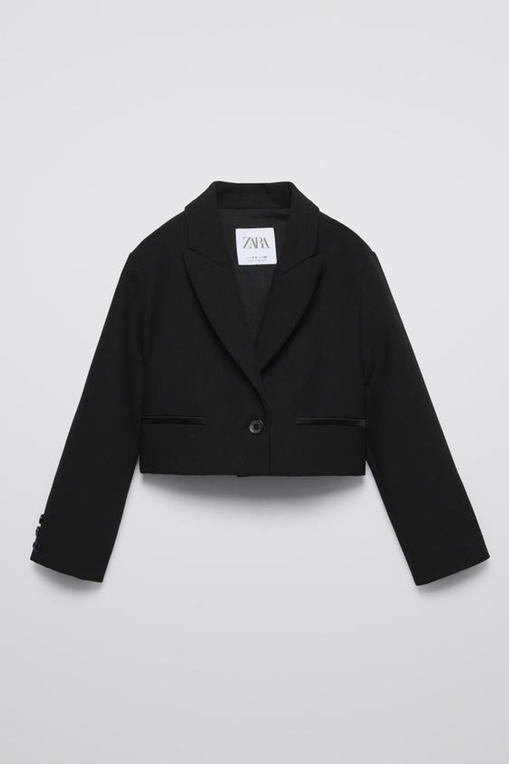 ZARA УКОРОЧЕННЫЙ БЛЕЙЗЕР, ЧЕРНЫЙ