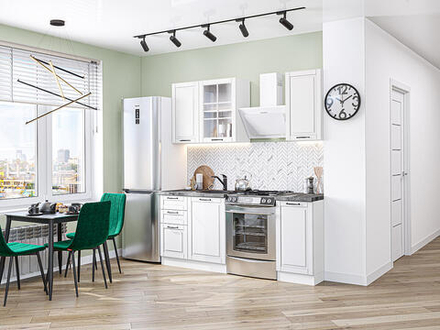 Прямая модульная кухня Дублин-04 Special White - Белый 2140*1300*600