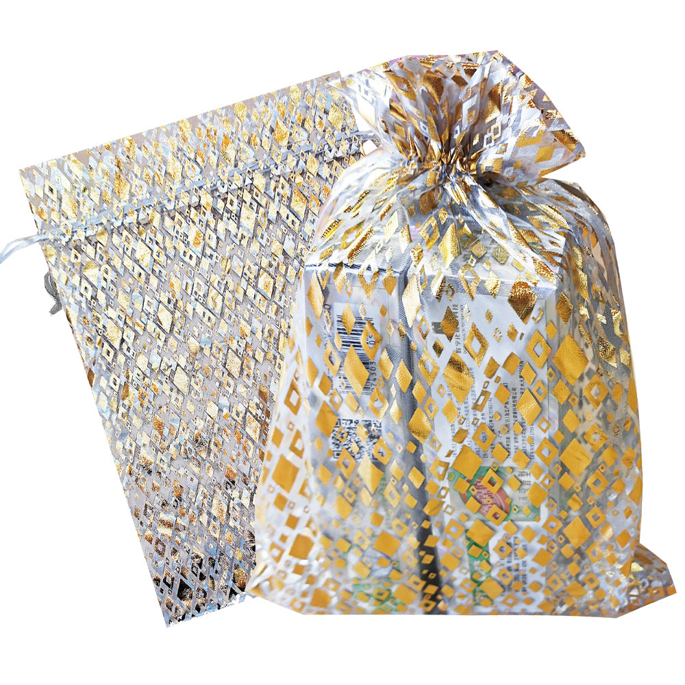 Мешок из органзы 25*35см БЛЕСК.серебро с зол. печатью 1 шт