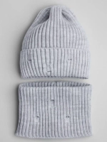 Шапка бини рваная и снуд осенняя