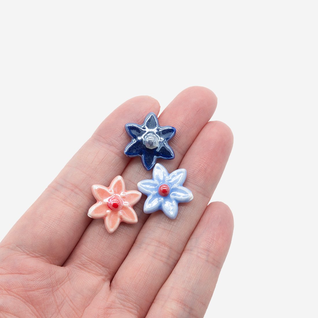 Бусина в форме цветка, 17*15,5мм, темно-синяя, глазурированный фарфор