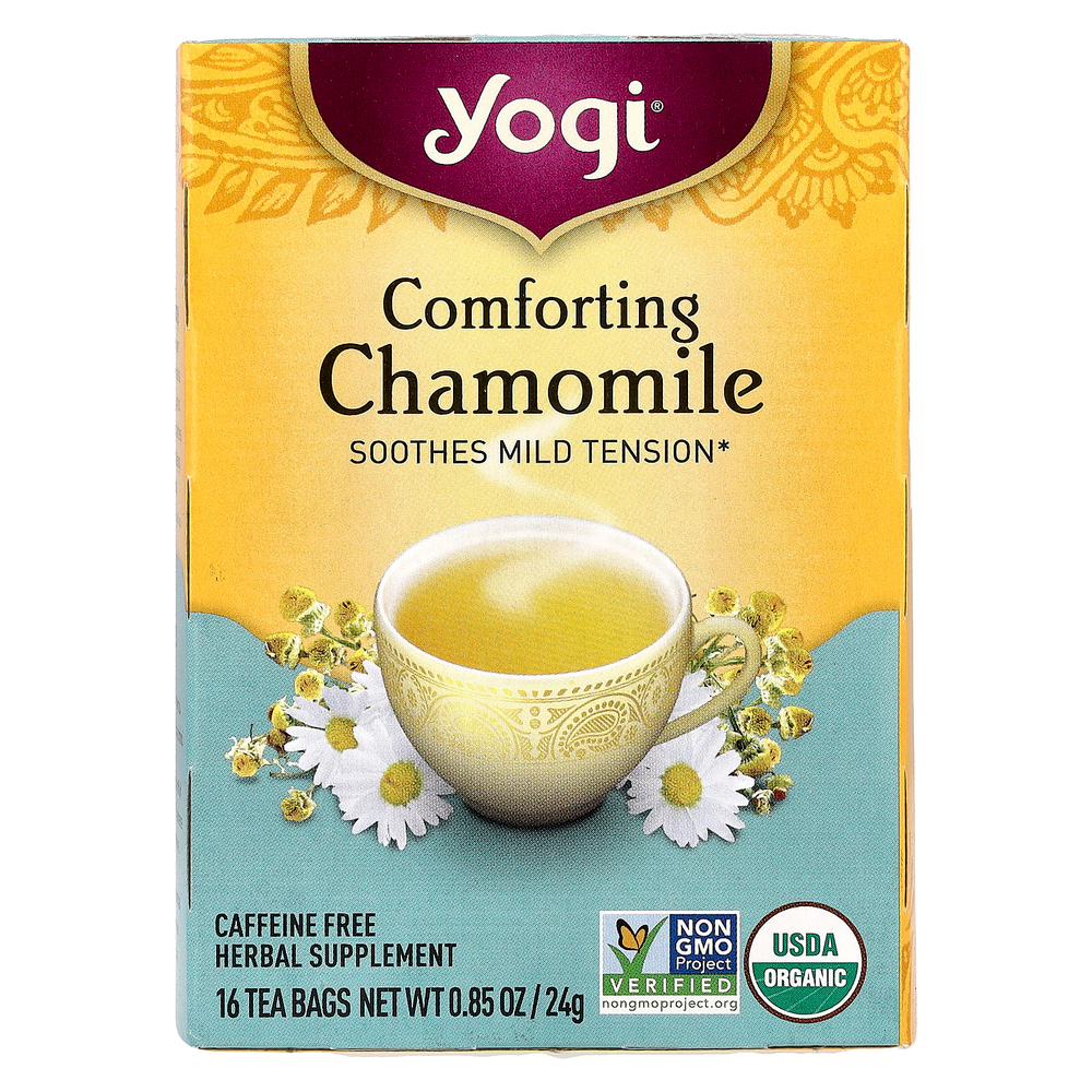 Yogi Tea, успокаивающая ромашка, без кофеина, 16 чайных пакетиков, 24 г (0,85 унции)