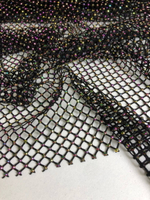 Сетка плетеная, черная стразы AB