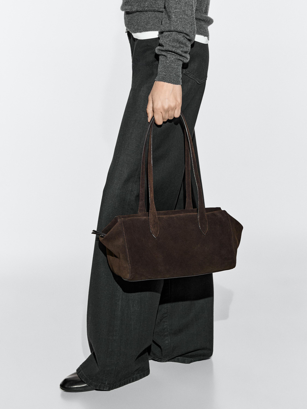 Massimo Dutti Сумка-саквояж West из натуральной кожи, коричневый