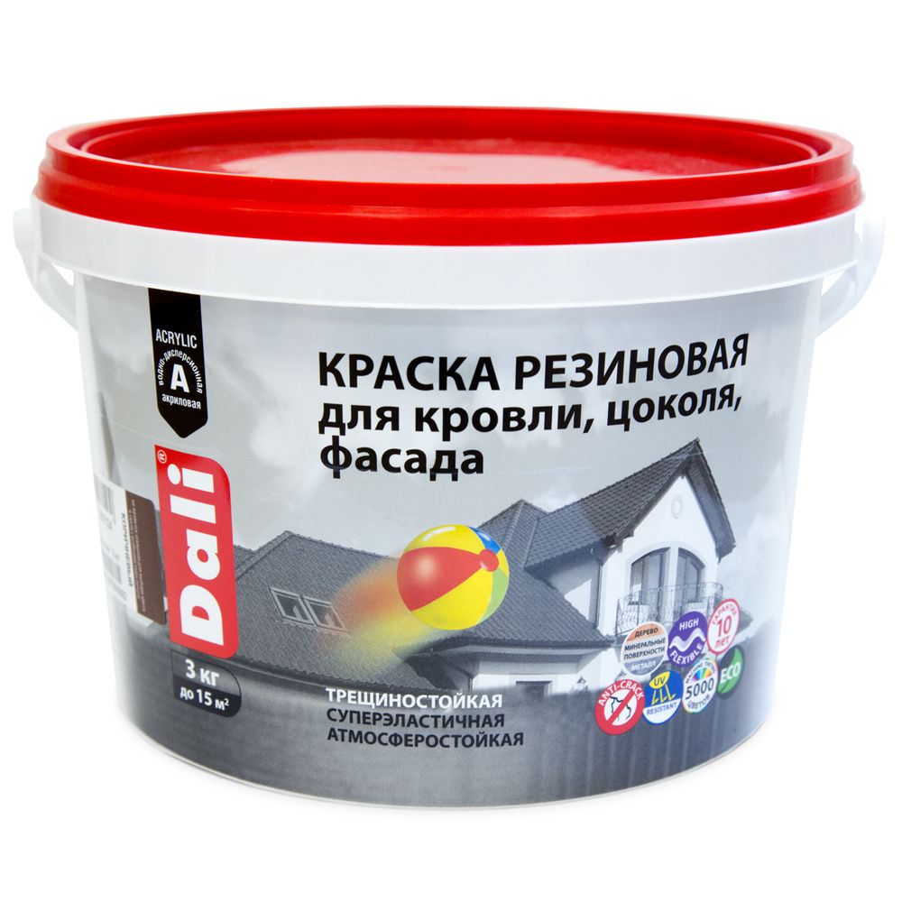 Краска резиновая Dali, глубокоматовая, 3 кг, черная, 205534