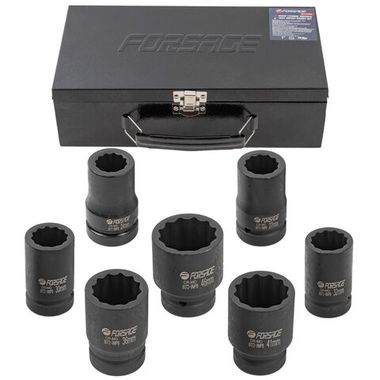 Набор головок ударных глубоких 1''7пр. (12гр.) (24,27,30,32,36,41,46мм) Forsage F-8072-9MPB