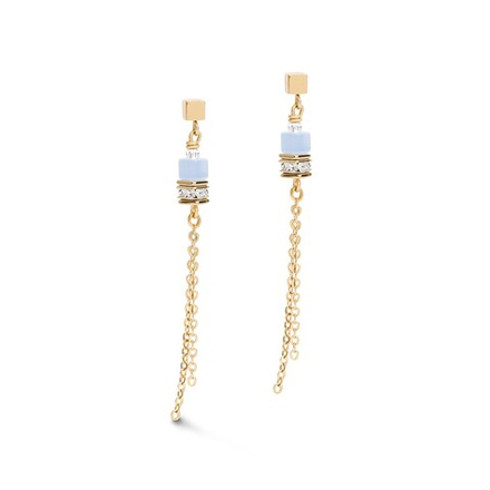Длинные Серьги Coeur de Lion Gold-Blue 5064/21-0716 цвет голубой, золотой