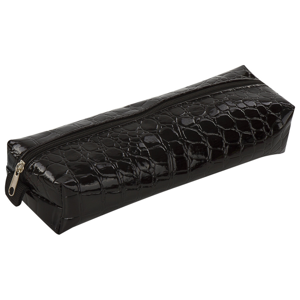 Пенал-косметичка BRAUBERG "Ultra black" "крокодиловая кожа" 20х6х4 см (3 штуки в упаковке)