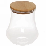 Банка для продуктов стеклянная 1000мл «Хай-Тек» с бамбуковой крышкой, груша