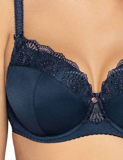 Темно-синий бюстгальтер Freesia с эффектной вышивкой на чашках (Размер: 105B) (Цвет: темно-синий)