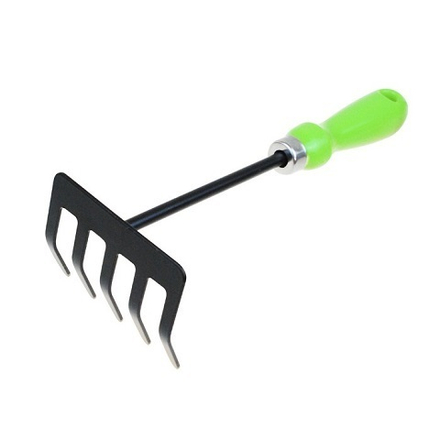 Грабли 5-ти зубые прямые с мет черенком и пласт ручкой Урожайная сотка Стандарт 9402D