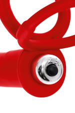Красная вибронасадка на пенис для двойного проникновения 19см ToyFa Black&Red 901412-9