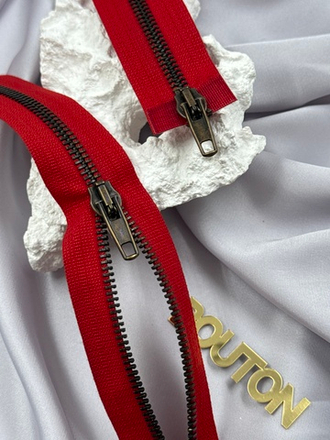 Молния металл разъёмная, riri  2 замка, 5 мм, цвет тесьмы 2407, красный.