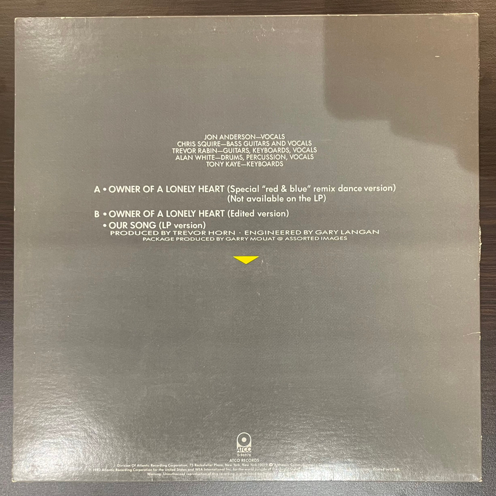 Виниловая пластинка Yes ‎– Owner Of A Lonely Heart EP
