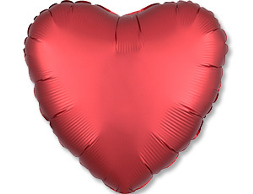 А Б/РИС СЕРДЦЕ 18" Сатин Красный