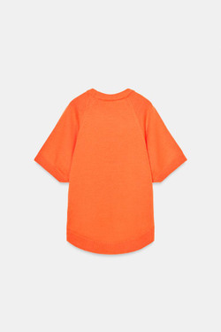 ZARA СВИТЕР ИЗ ТРИКОТАЖА С КОРОТКИМИ РУКАВАМИ, ОРАНЖЕВЫЙ