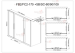 Душевой уголок AvaCan FB2 170-190  + SB80 MT
