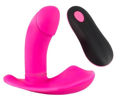 Розовый вибромассажер RC Panty Vibrator со стимулятором клитора (Цвет: розовый)