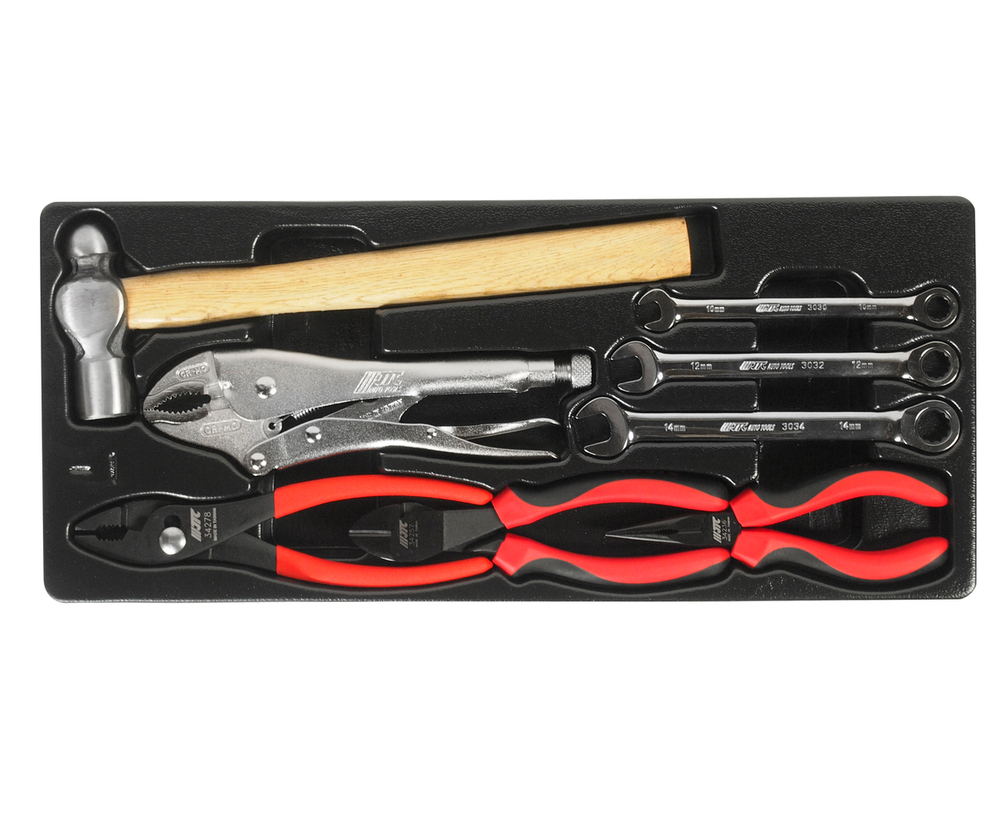 Набор инструментов 65 предметов слесарно-монтажный в переносном инструментальном ящике (3 лотка) JTC