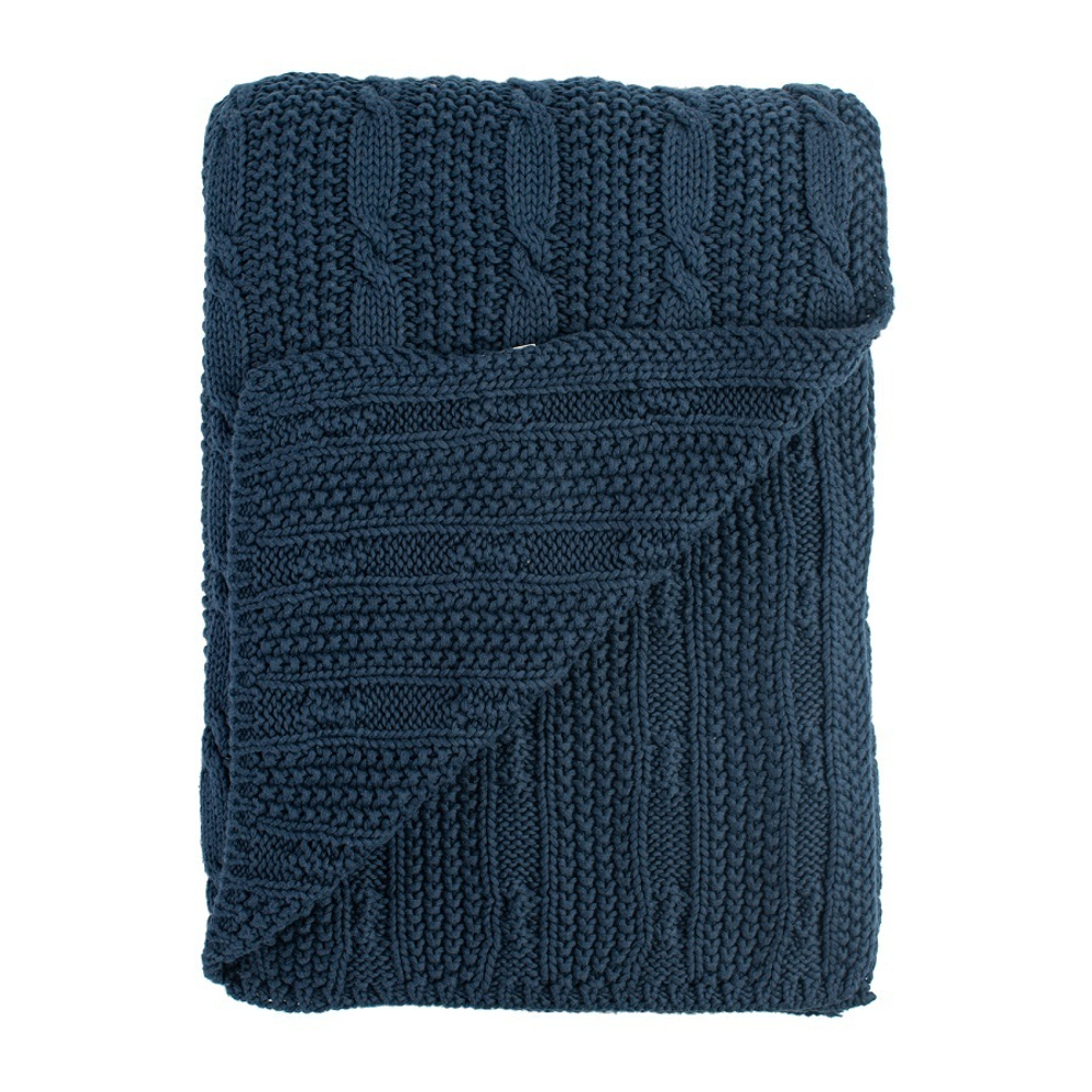 Плед из хлопка с узором косы Essential, 130х180 см