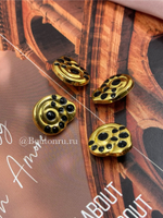 Пуговицы Скиапар. лимонные с черной эмалью в форме ракушки гладкие