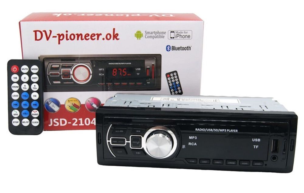 Автомагнитола DV-Pionir JSD-2104, Bluetooth , usb, micro, aux, fm, пульт
