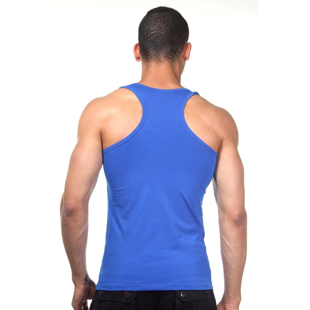 Синяя хлопковая майка-борцовка (Размер: S) (Цвет: синий)