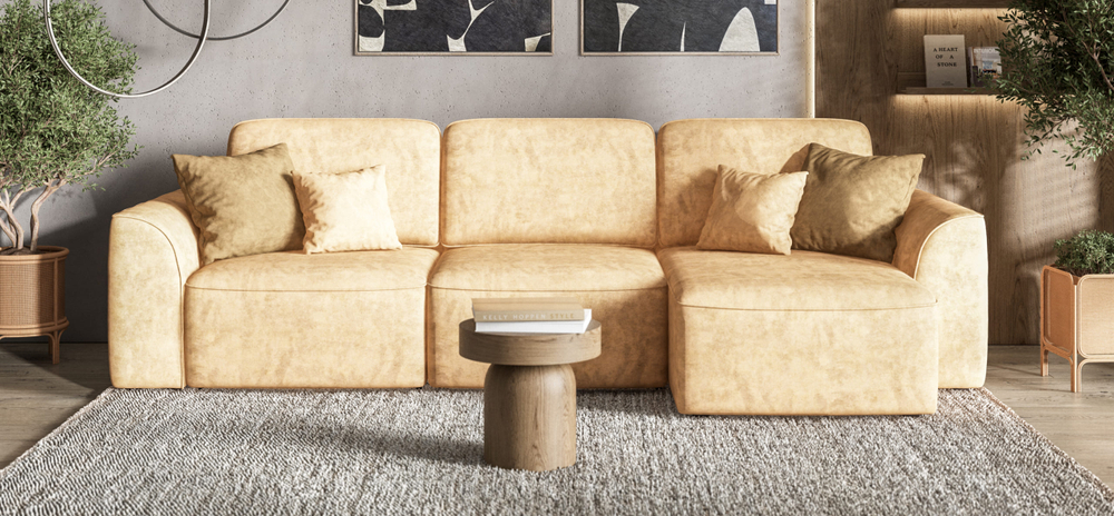 Угловой диван Кинг Велюр Роял шампань