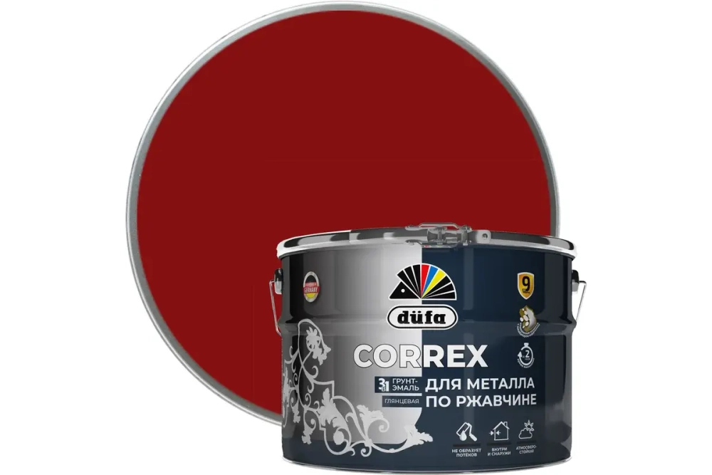Грунт-эмаль Dufa CORREX 3 в 1 для металла по ржавчине RAL-3011 красно-коричневый