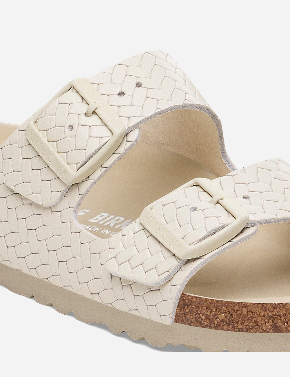 Birkenstock Arizona Rivet Woven Emboss Ecru Sandals "White"