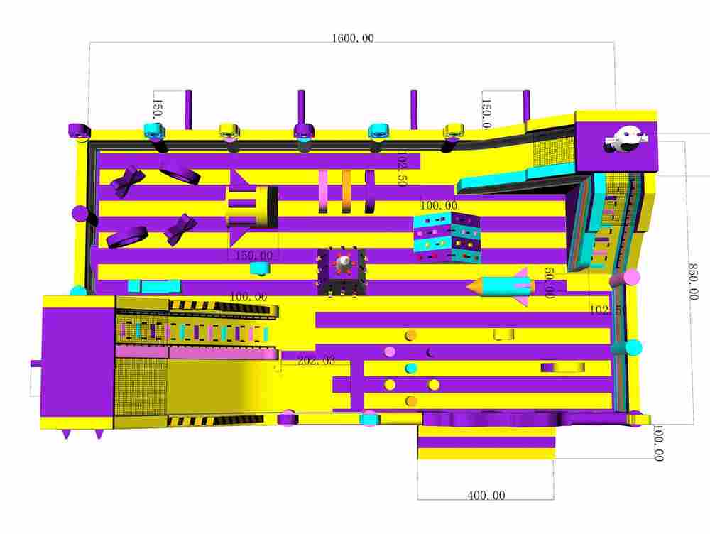 Коммерческий надувной батут «Космический калейдоскоп», размер 16*8,5*6 м