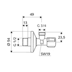 Угловой вентиль для приборов Schell Comfort 1/2'' х 3/4'' TECE