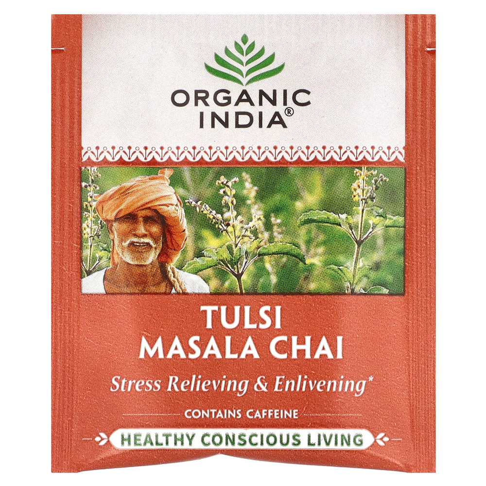 Organic India, Чай масала с тулси, 18 пакетиков, 37,8 г (1,33 унции)