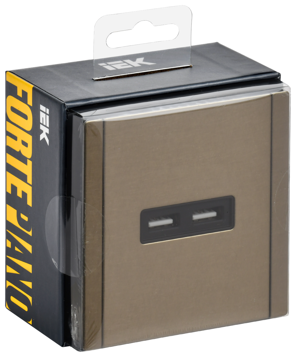 FORTE&PIANO Розетка USB A+A 3,1А FP649M металл шампань IEK