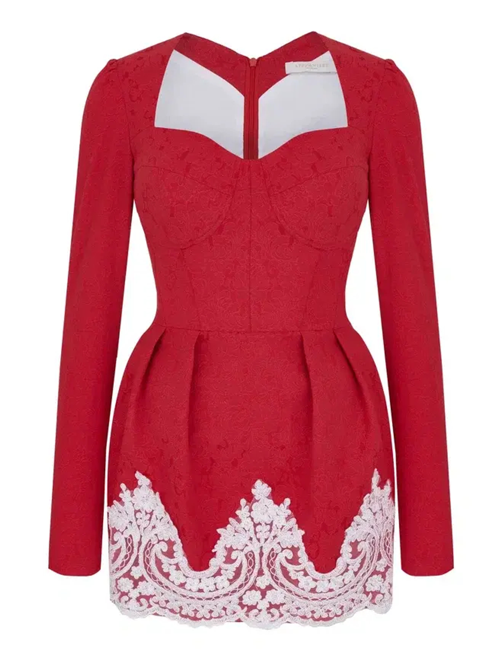 Платье мини с кружевом, красный