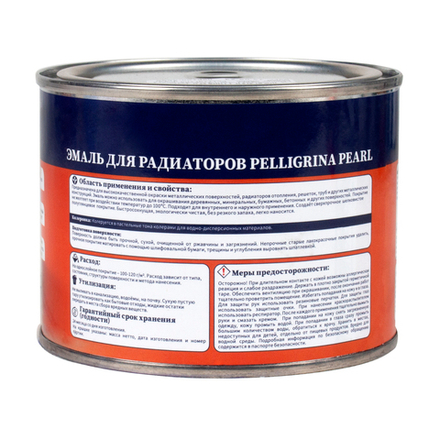 Эмаль для радиаторов Pelligrina Pearl, акриловая, полуглянцевая, белая, 0,4 кг