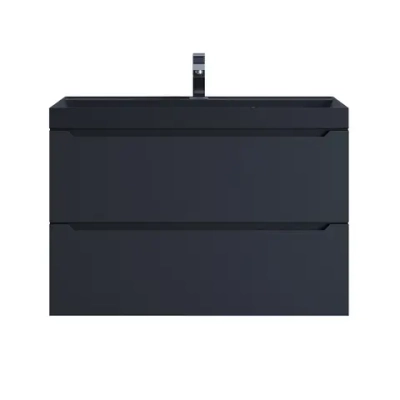 Тумба с раковиной Uperwood Tanos-Classic Quartz 80 см, черная/уголь