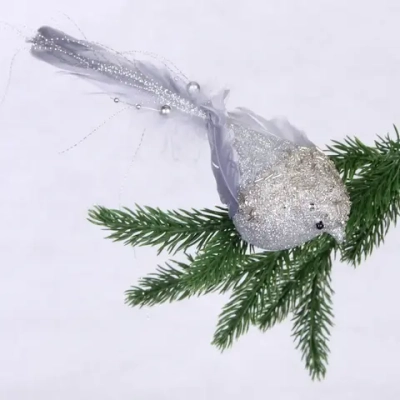 Украшение новогоднее «Изящная птица» 6*8 см, Серебро