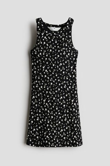 H&M Платье из хлопка в рубчика, черный