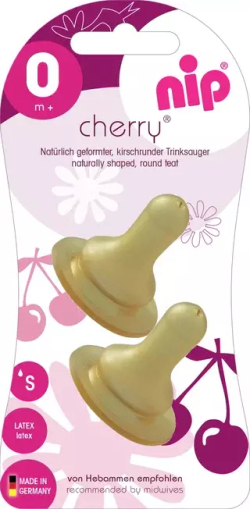 Соска латексная для бутылочки NiP "Cherry" S 2 шт. с 0 месяцев