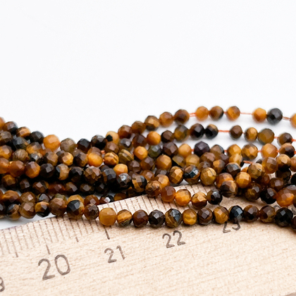 Тигровый глаз граненый бусины, размер около 2,7-2,9 мм, цена за нить 38 см